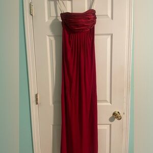 David’s Bridal red strapless dress